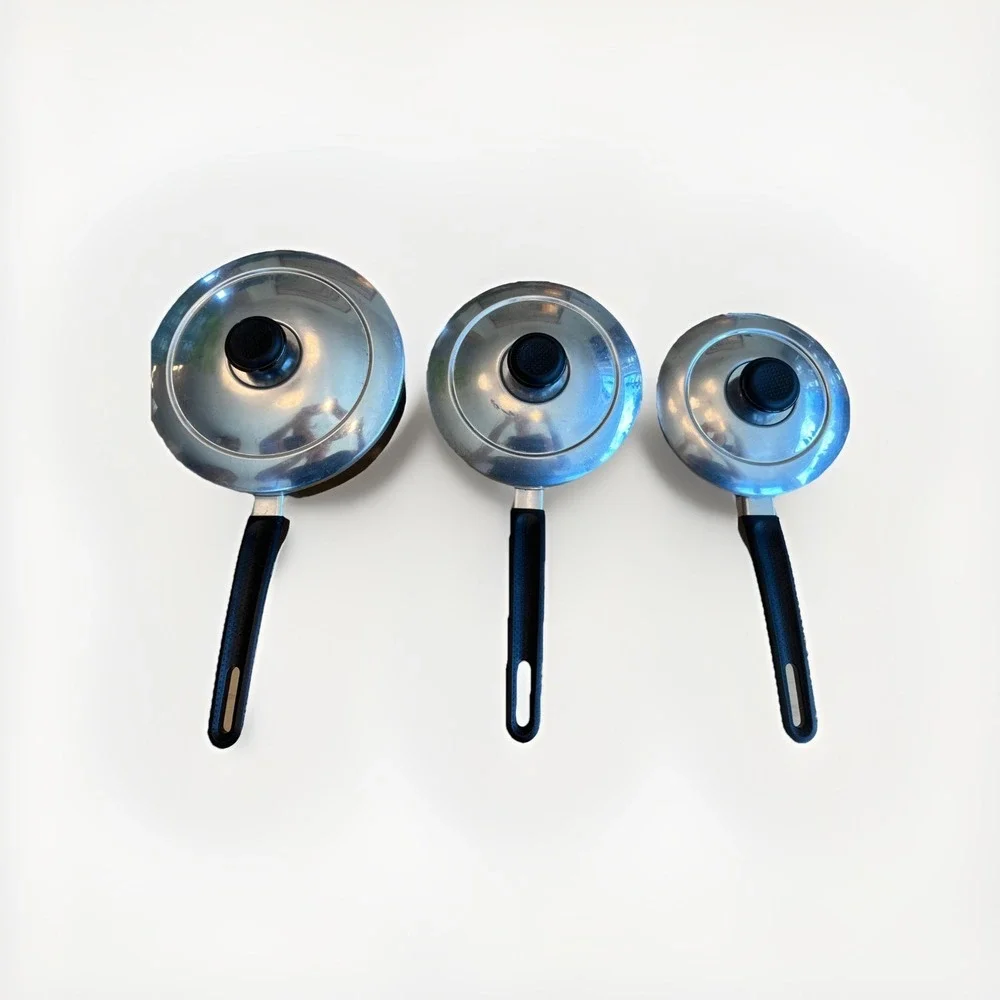 Mirro Vintage Get A Grip Aluminum Nonstick Cookware 6 Pcs Rare Set Aluminum Lids